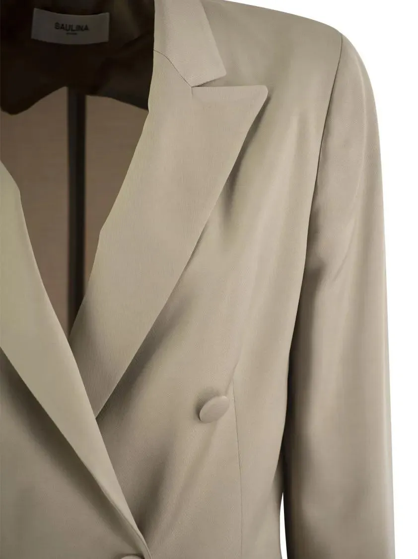 Saulina - Anita - Viscose Double-Breasted Blazer - Größe 42 - beige – Bild 2