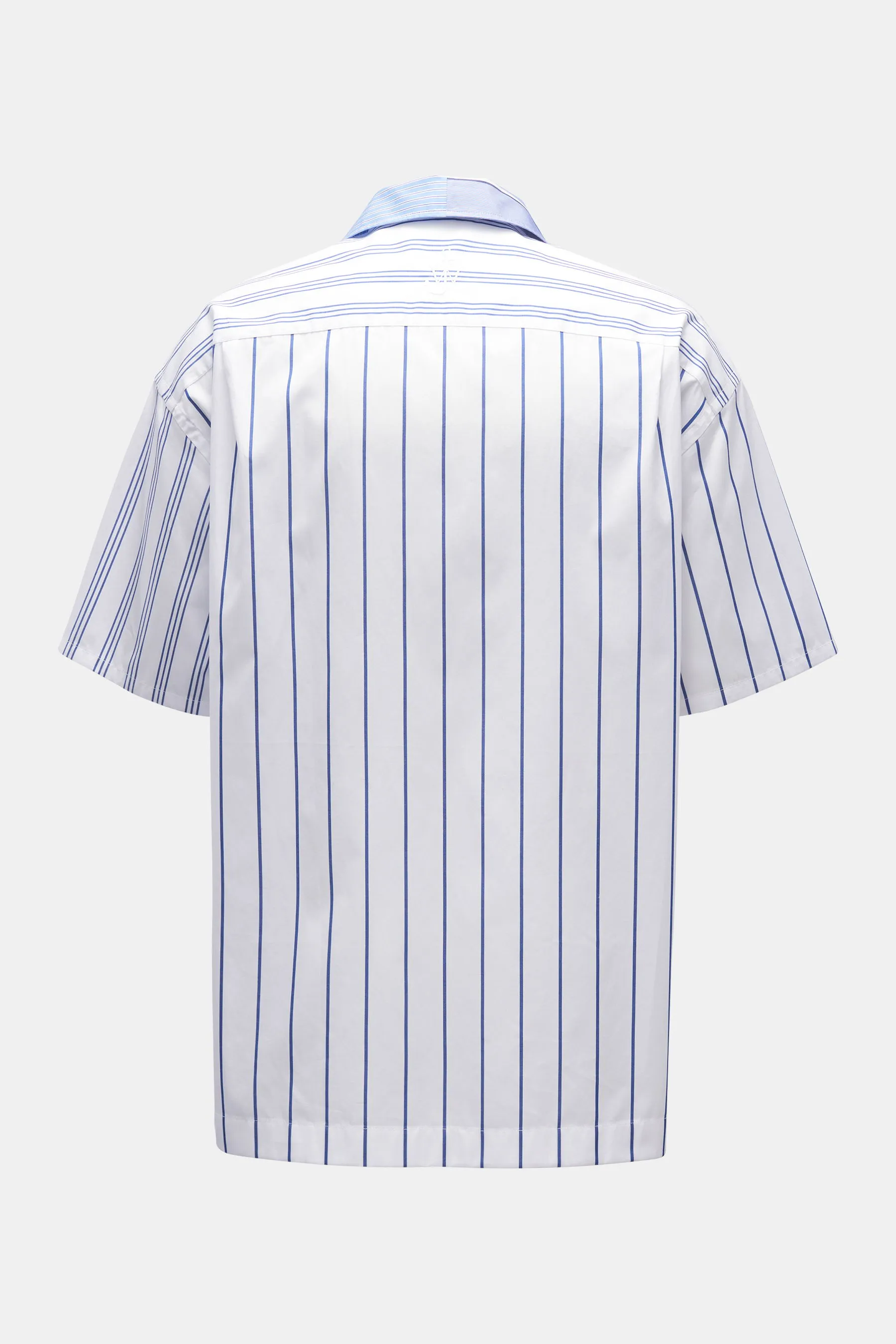 JW Anderson - Herren - Kurzarmhemd Kubanischer Kragen graublau/rauchblau/weiß gestreift – Bild 3