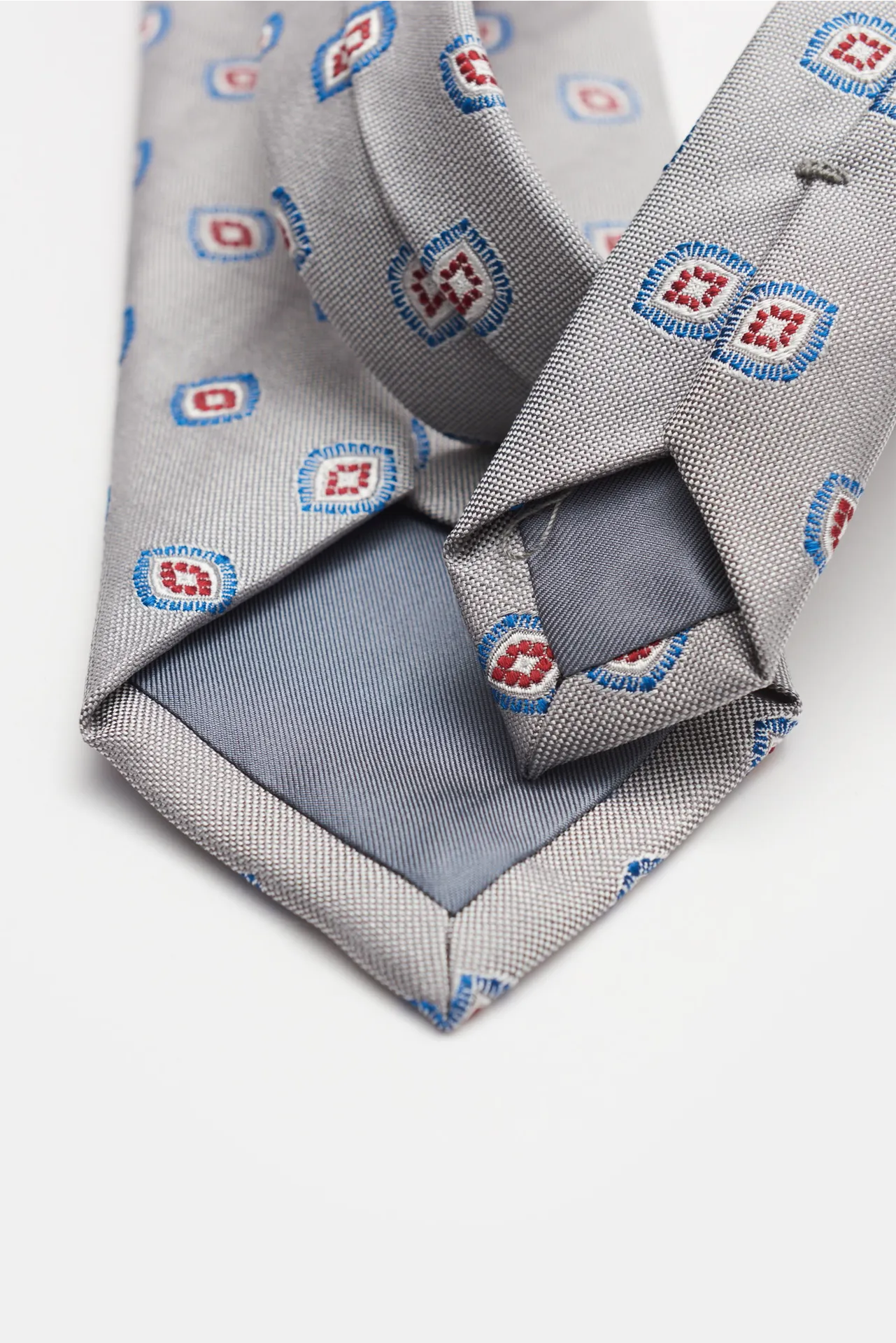 Bigi - Herren - Seidenkrawatte 'Volga' grau/blau/dunkelbraun gemustert – Bild 2