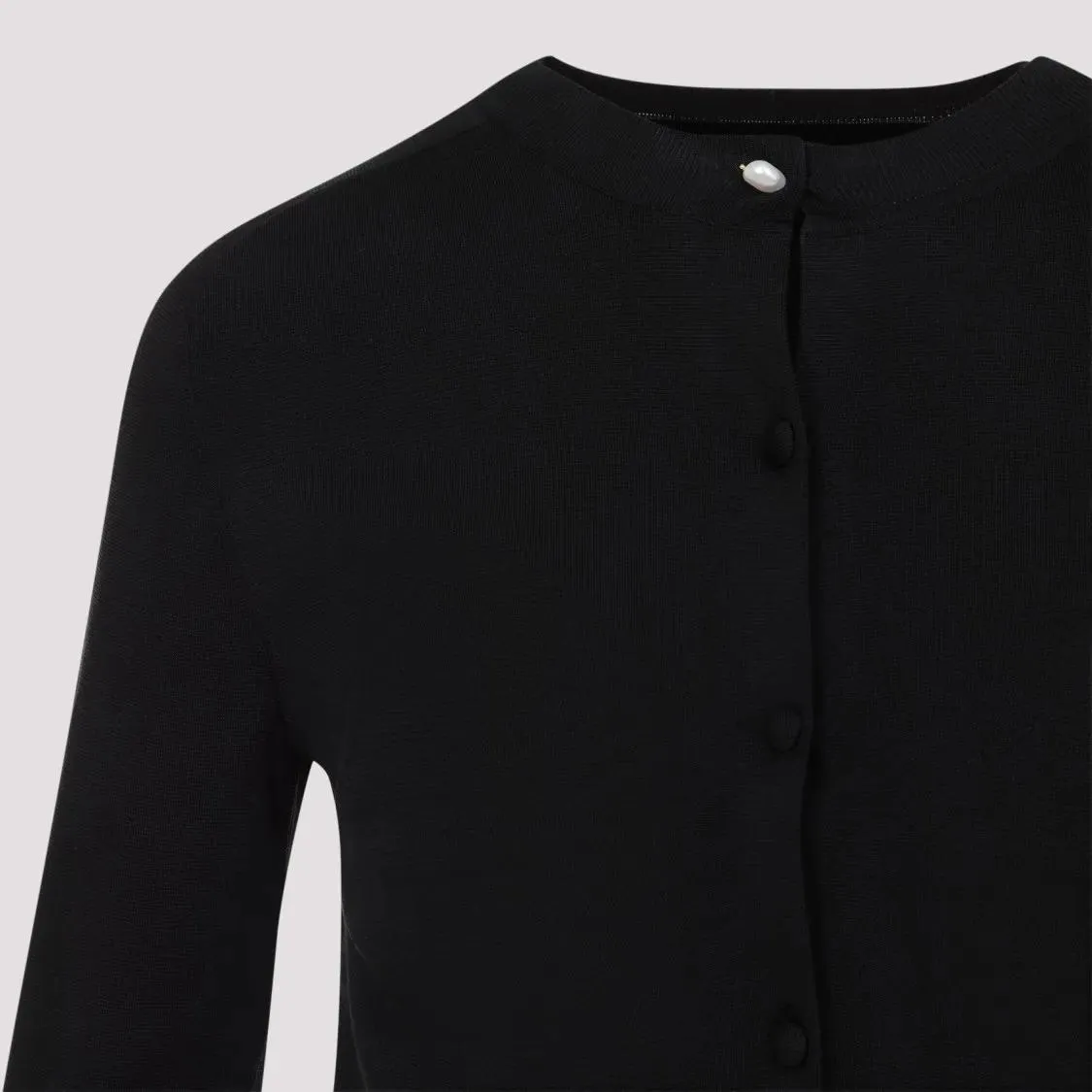 CARVEN - Silk Button-Up Sweater With Round Neckline - Größe XS - schwarz – Bild 2