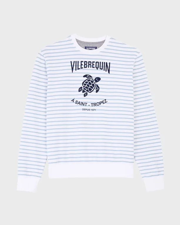 Vilebrequin - Gestreiftes Baumwoll-sweatshirt Mit Rundhalsausschnitt Für Herren - Sweatshirt - Jorasses - Blau - Größe XXL Vilebrequin - Gestreiftes Baumwoll-sweatshirt Mit Rundhalsausschnitt Für Herren - Sweatshirt - Jorasses - Blau - Größe XXL