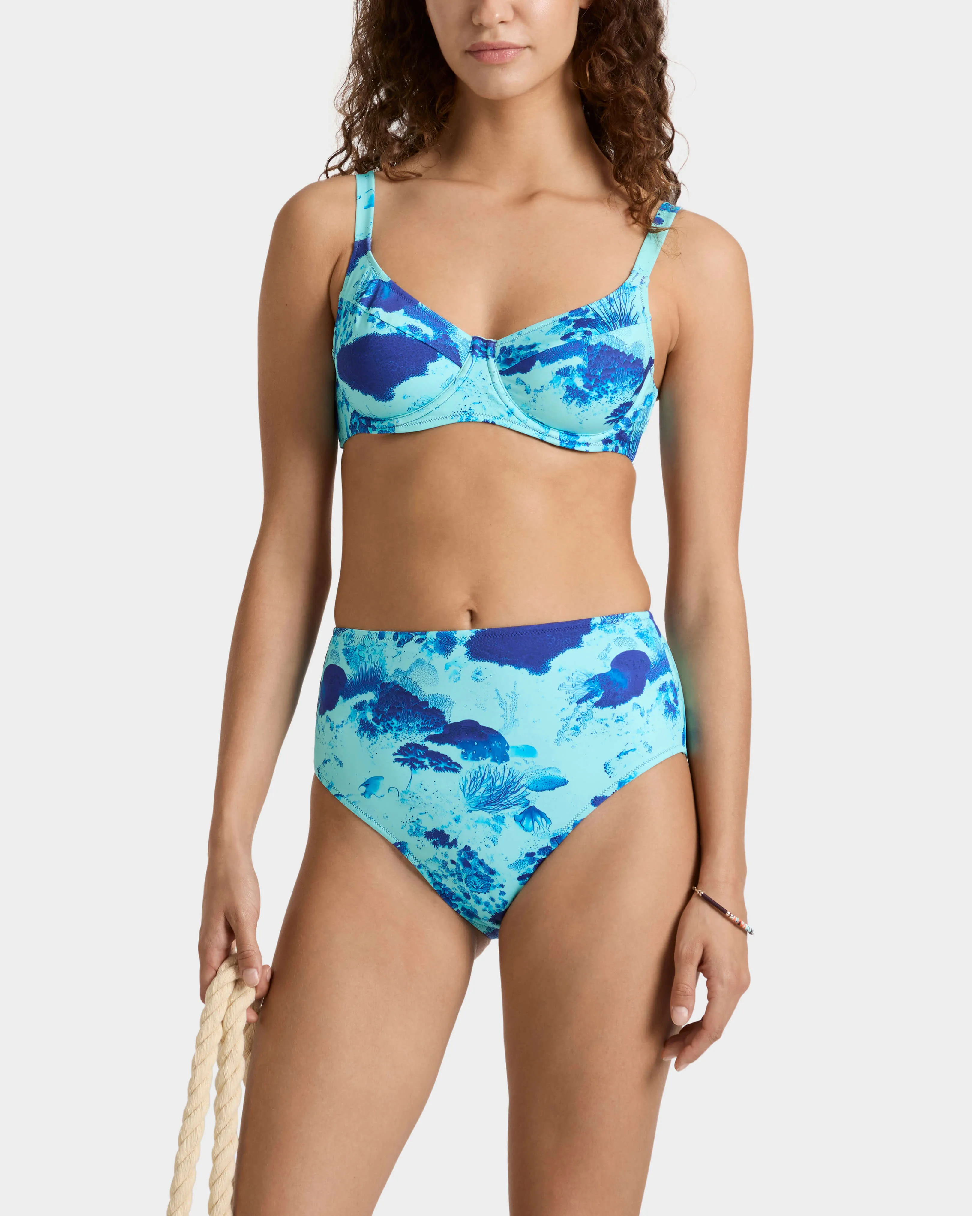 Vilebrequin - Coral Reef Bikinihose Mit Hohem Bund Für Damen - Bademode - Frosty - Blau - Größe S – Bild 3