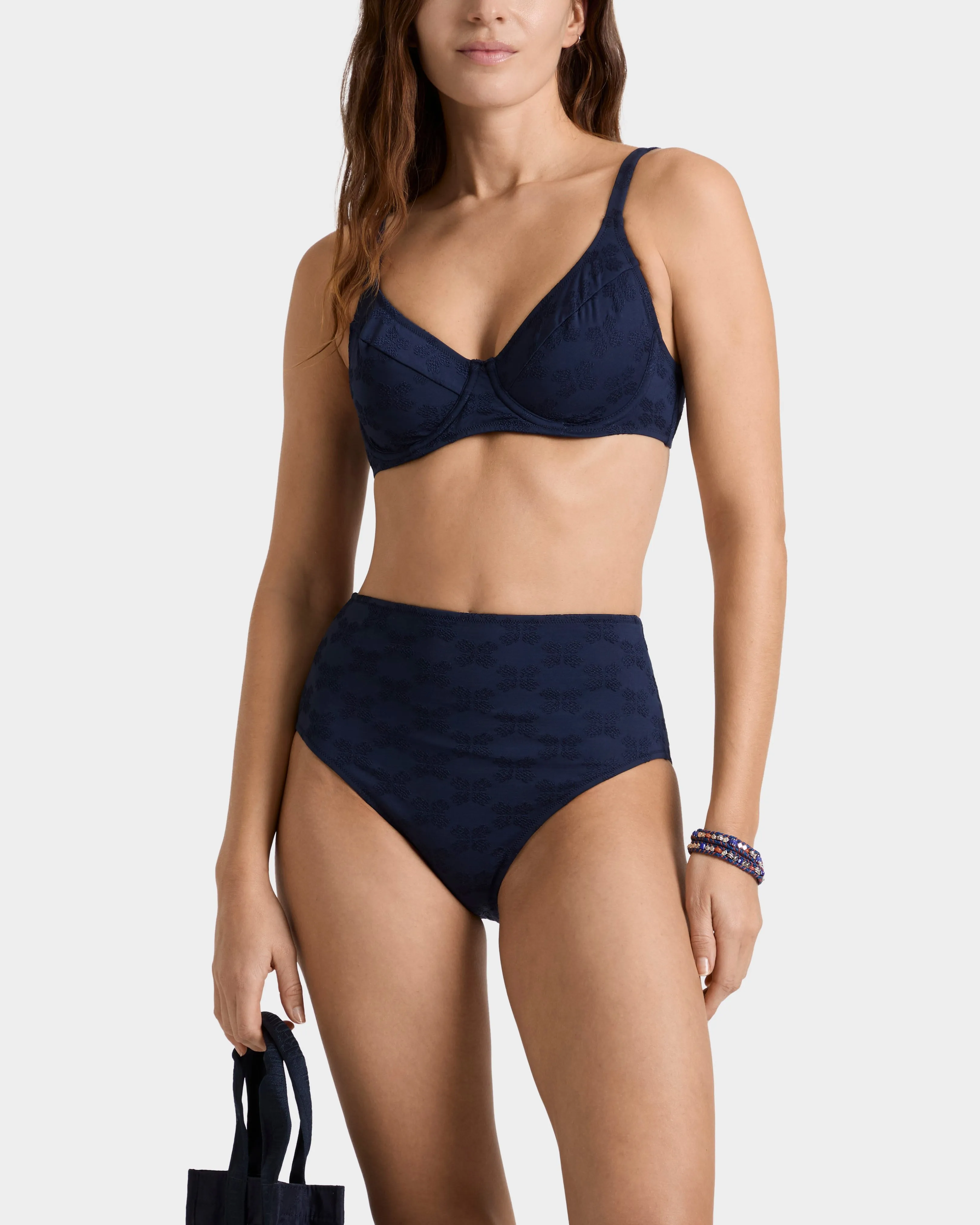 Vilebrequin - Turtle Monogram Bikinihose Mit Hohem Bund Aus Jacquard Für Damen - Bademode - Frosty - Blau - Größe M – Bild 3