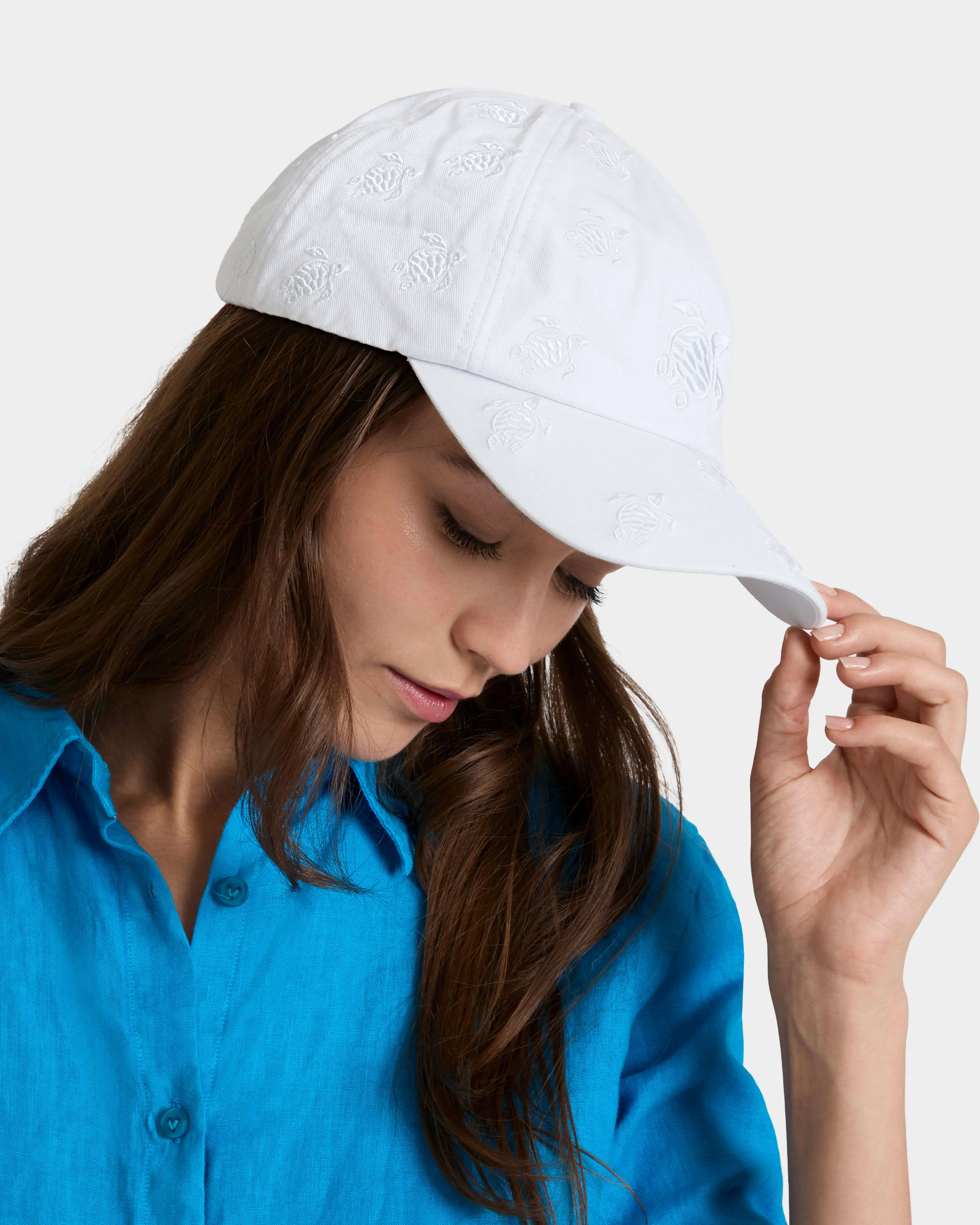 Vilebrequin - Bestickte Turtles All Over Schirmmütze - Mütze - Castle - Weiss - Größe OSFA – Bild 3