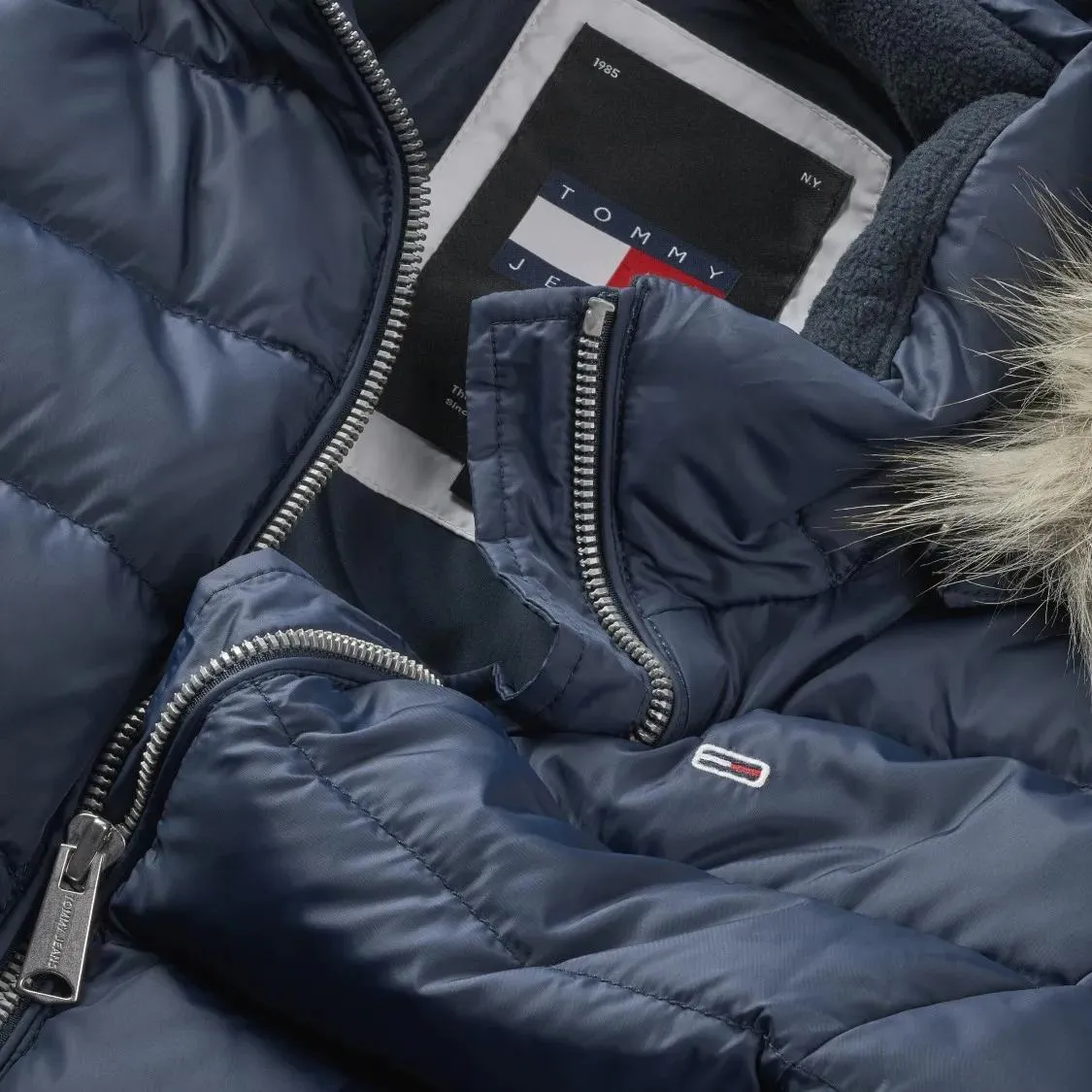 Tommy Jeans - Down Jacket With Removable Hood And Cozy Feather P - Größe XS - blau – Bild 2