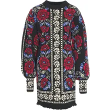 Farm Rio - Knit dress with floral pattern - Größe S - schwarz Farm Rio - Knit dress with floral pattern - Größe S - schwarz