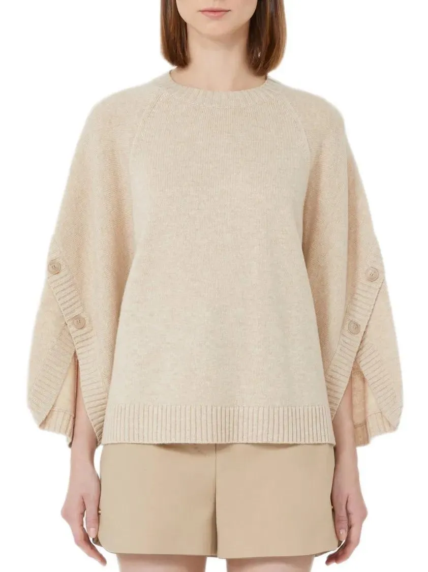 Max Mara - Crossed Knit Sweater With Horn Buttons - Größe S - grau – Bild 2