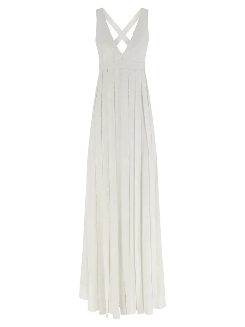 GIOVANNI BEDIN - Long Silk Blend Dress With Mini Pearls - Größe 38 - weiß GIOVANNI BEDIN - Long Silk Blend Dress With Mini Pearls - Größe 38 - weiß