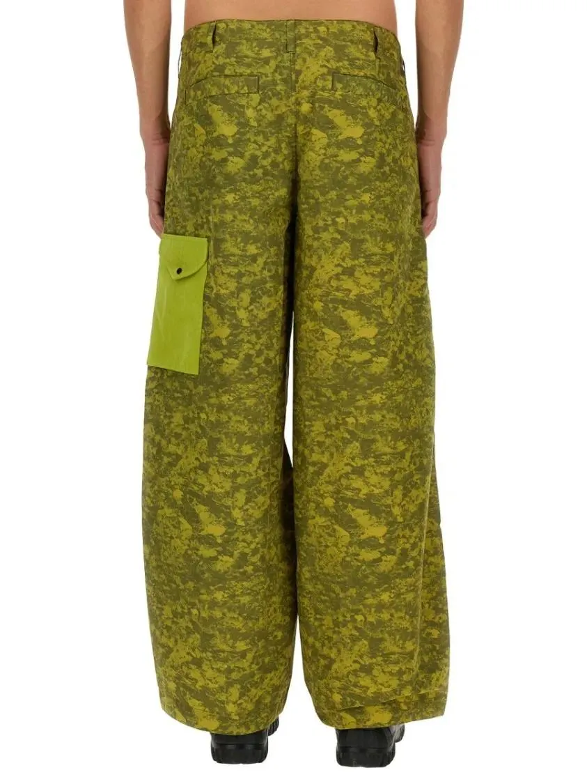 Ten C - Wide-Leg Cargo Pants With Textured Pattern - Größe S - grün – Bild 3