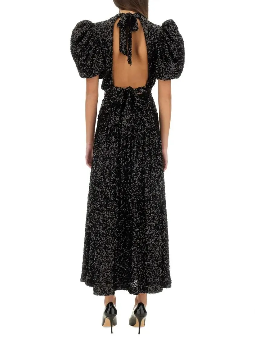 Rotate - Fitted Midi Dress With Sequins - Größe 38 - schwarz – Bild 3