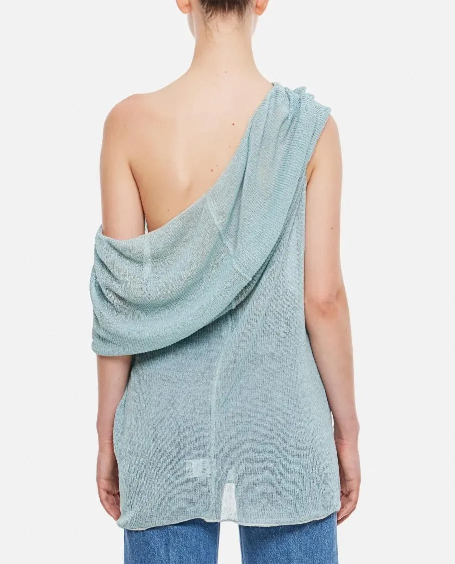 Vitelli - Membrane Linen Draped Top - Größe 1 - blau – Bild 3