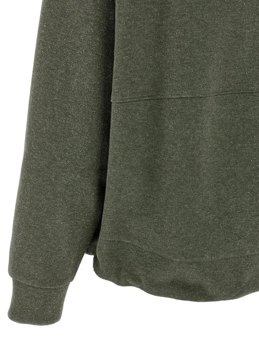 Peserico - Lurex Cotton Fleece Hoodie - Größe 46 - grün – Bild 2