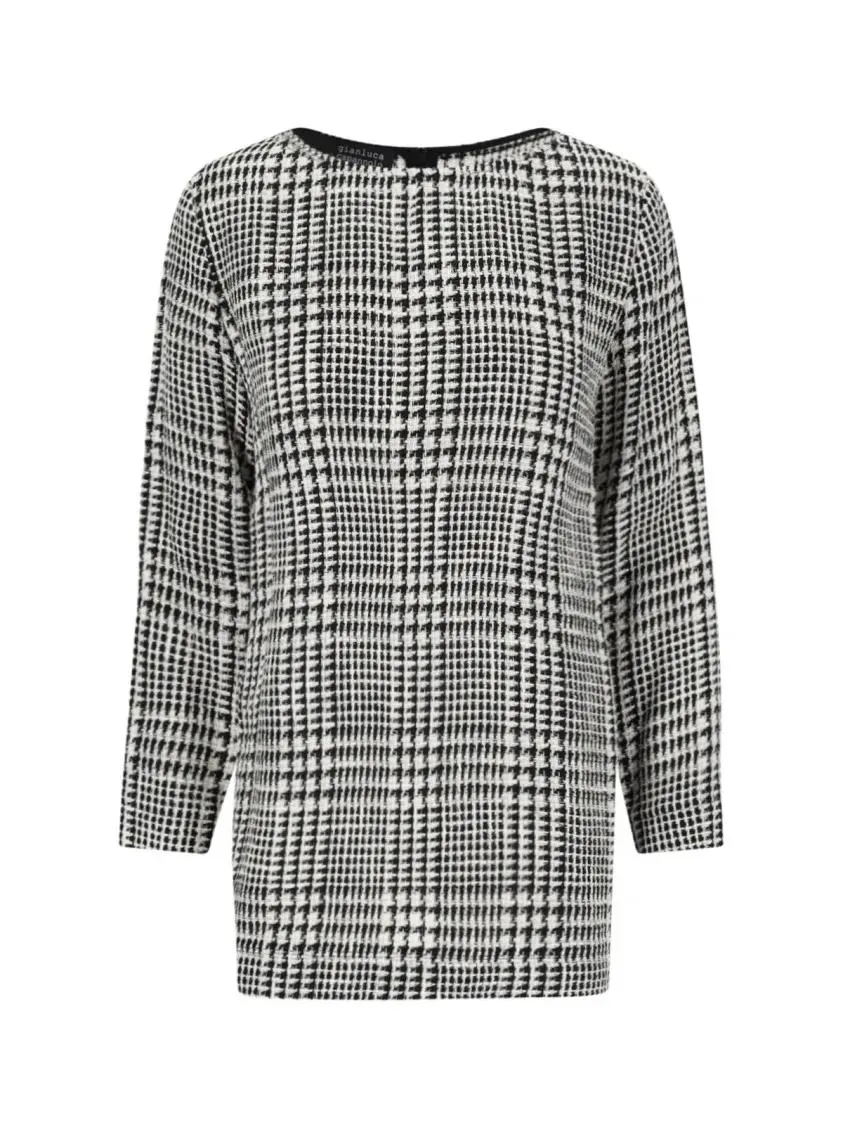 GIANLUCACA PANNOLO - Houndstooth Midi Dress – White - Größe 40 - weiß GIANLUCACA PANNOLO - Houndstooth Midi Dress – White - Größe 40 - weiß