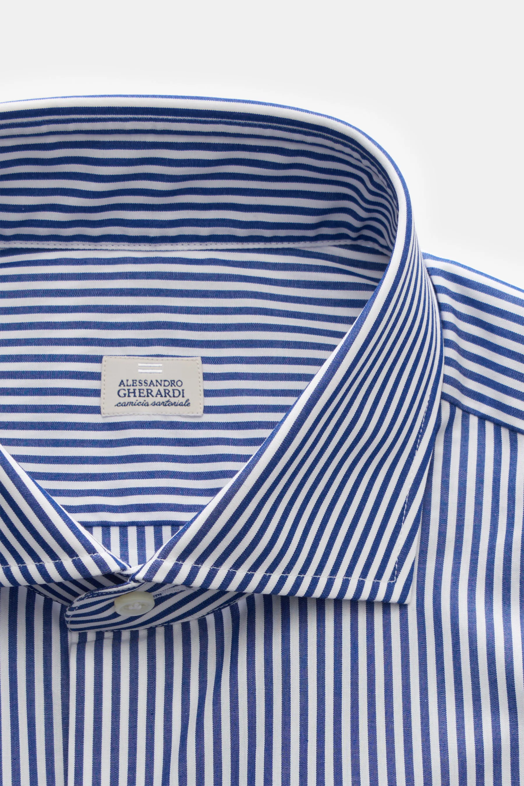 Gherardi - Herren - Business Hemd Haifisch-Kragen dunkelblau/weiß gestreift – Bild 2