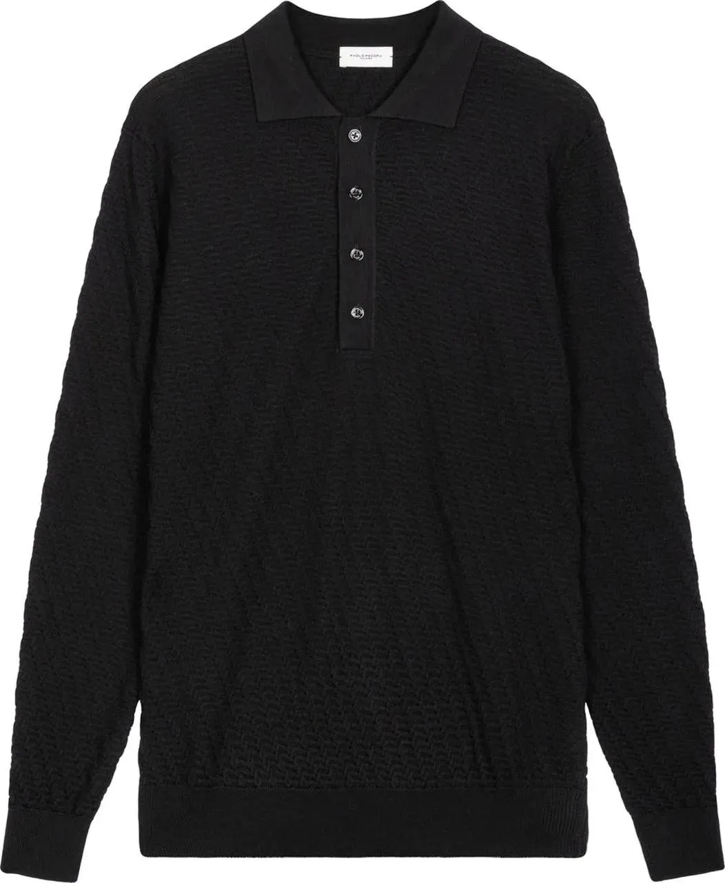 Paolo Pecora - Knit sweater with polo collar - Größe XL - schwarz Paolo Pecora - Knit sweater with polo collar - Größe XL - schwarz