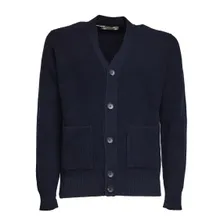 FILIPPO DE LAURENTIIS - English Rib Knit Cardigan With Button Closure - Größe 48 - blau FILIPPO DE LAURENTIIS - English Rib Knit Cardigan With Button Closure - Größe 48 - blau