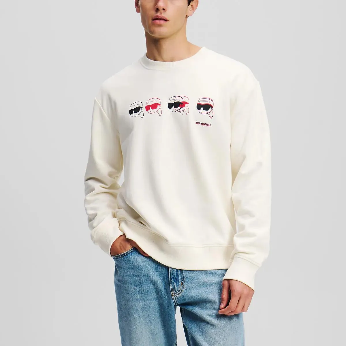 Karl Lagerfeld - IKON SWEATSHIRT MIT GRAFIK - Größe L - creme – Bild 4