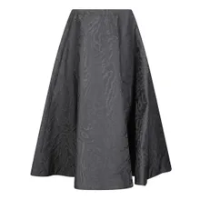 STEFANO MORTARI - Black Flared Midi Skirt With Damask Effect - Größe 42 - schwarz STEFANO MORTARI - Black Flared Midi Skirt With Damask Effect - Größe 42 - schwarz