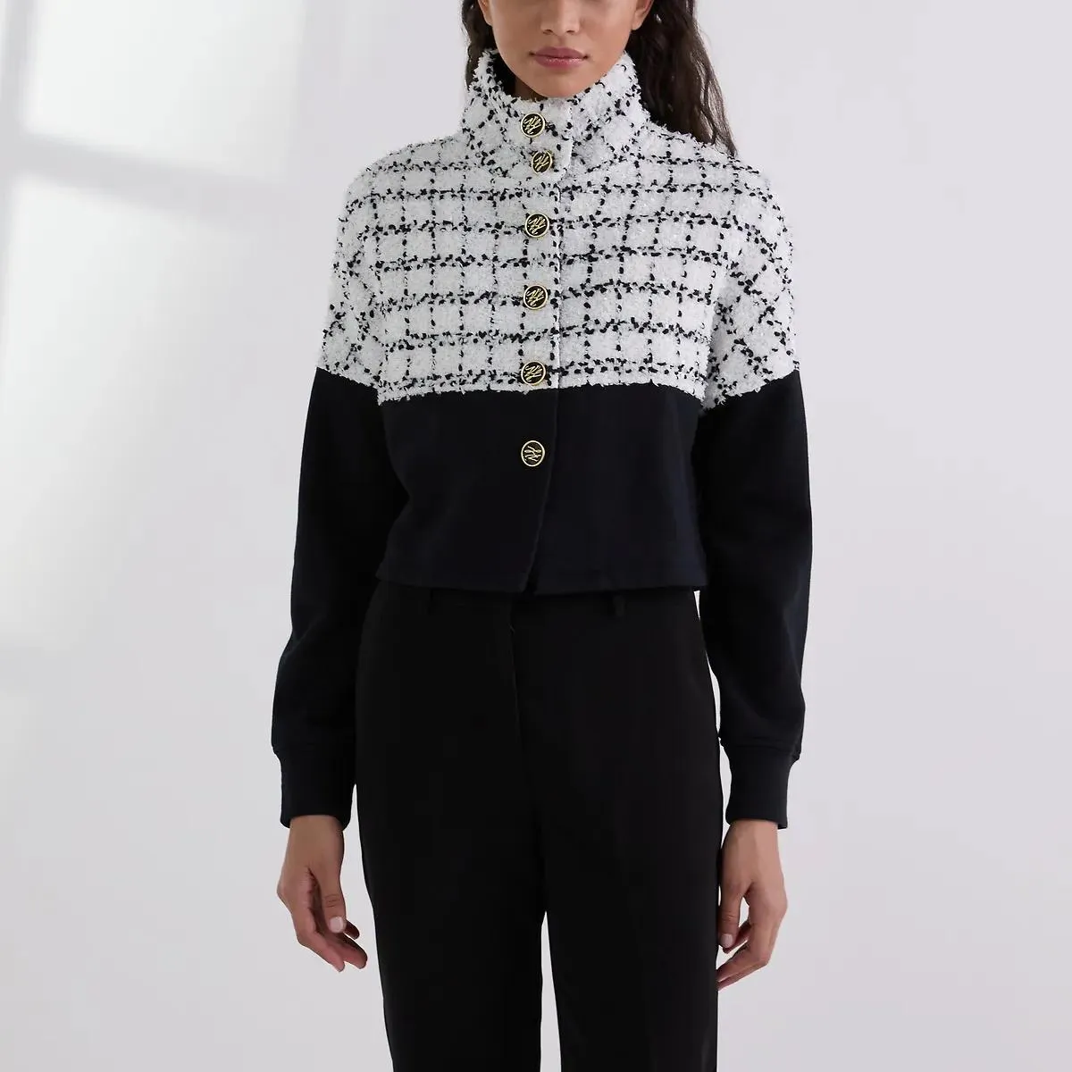 Karl Lagerfeld - SWEATJACKE AUS BOUCLÉ - Größe M - schwarz – Bild 4