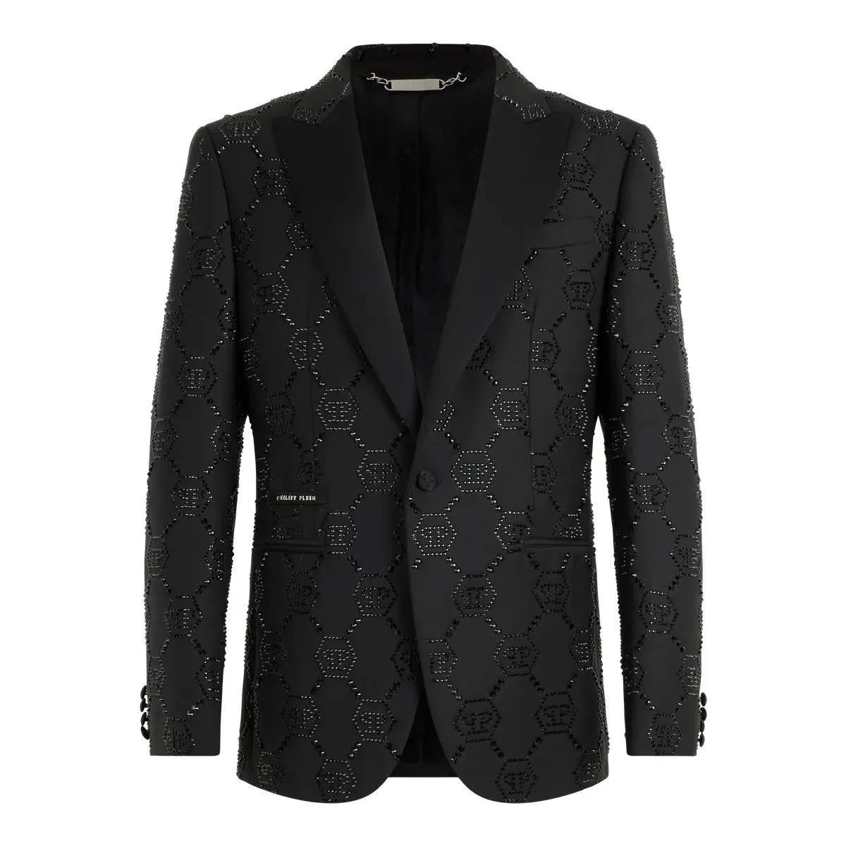 Philipp Plein - Wool Blazer With Stin Details Monogram - Größe 54 - schwarz Philipp Plein - Wool Blazer With Stin Details Monogram - Größe 54 - schwarz