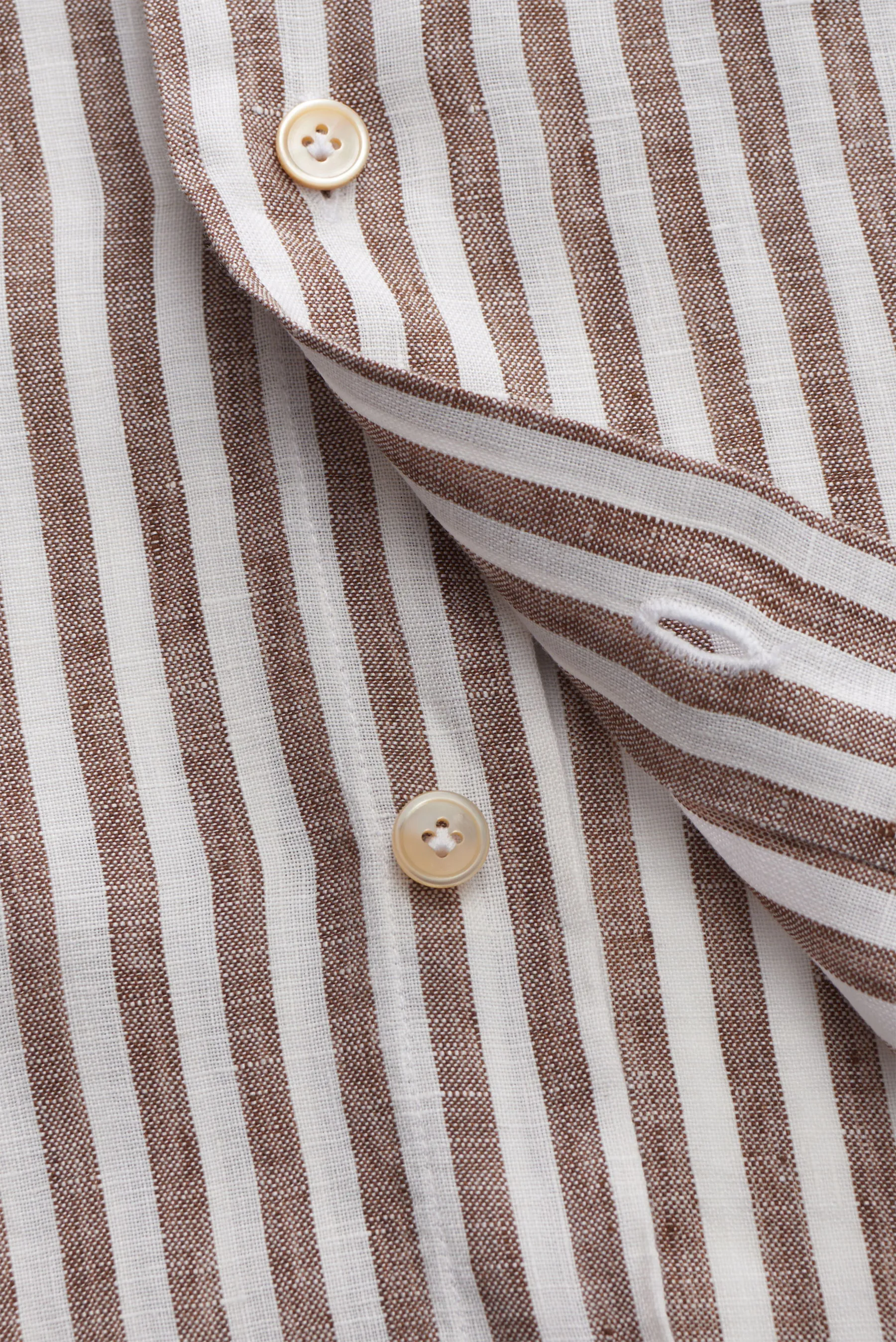 Gherardi - Herren - Leinenhemd Haifisch-Kragen braun/weiß gestreift – Bild 4