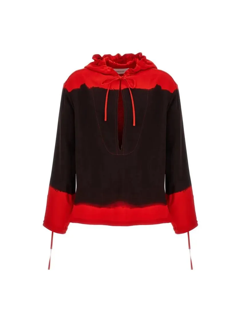 Salvatore Ferragamo - Fallen Hooded Blouse With Side Splits - Größe 48 - schwarz Salvatore Ferragamo - Fallen Hooded Blouse With Side Splits - Größe 48 - schwarz