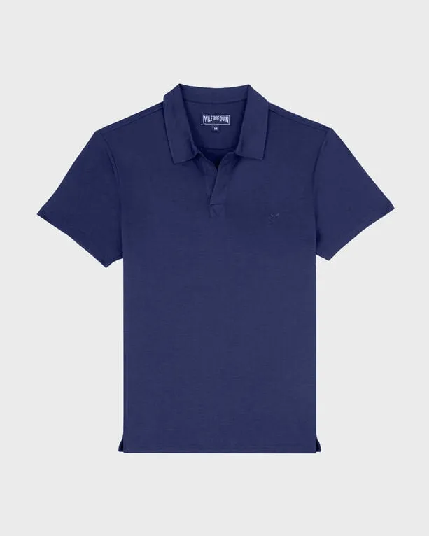 Vilebrequin - Einfarbiges Polohemd Aus Tencel Für Herren - Polohemd - Pirinol - Blau - Größe XXL Vilebrequin - Einfarbiges Polohemd Aus Tencel Für Herren - Polohemd - Pirinol - Blau - Größe XXL