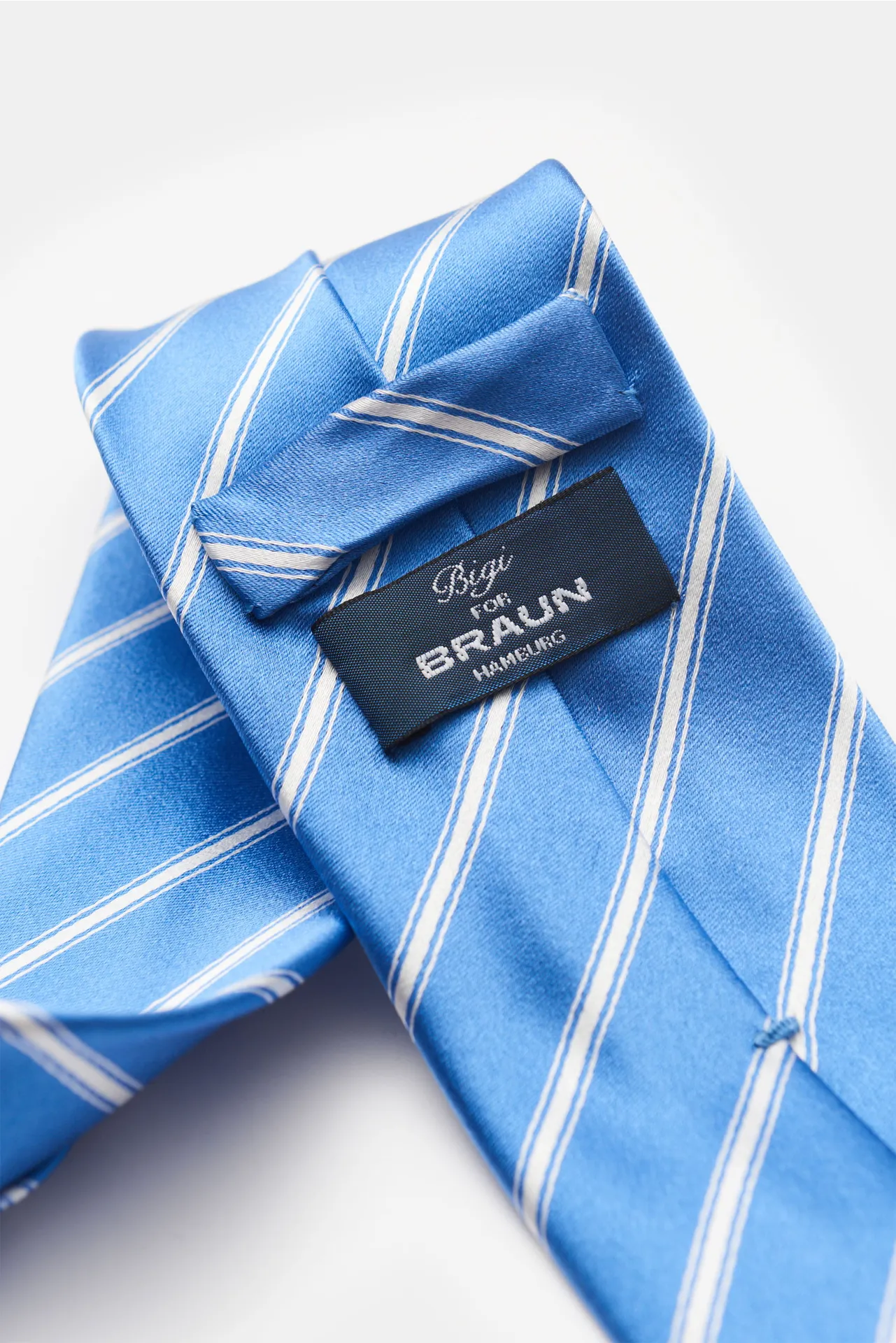 Bigi - Herren - Seidenkrawatte 'Senna' blau/offwhite gestreift – Bild 3