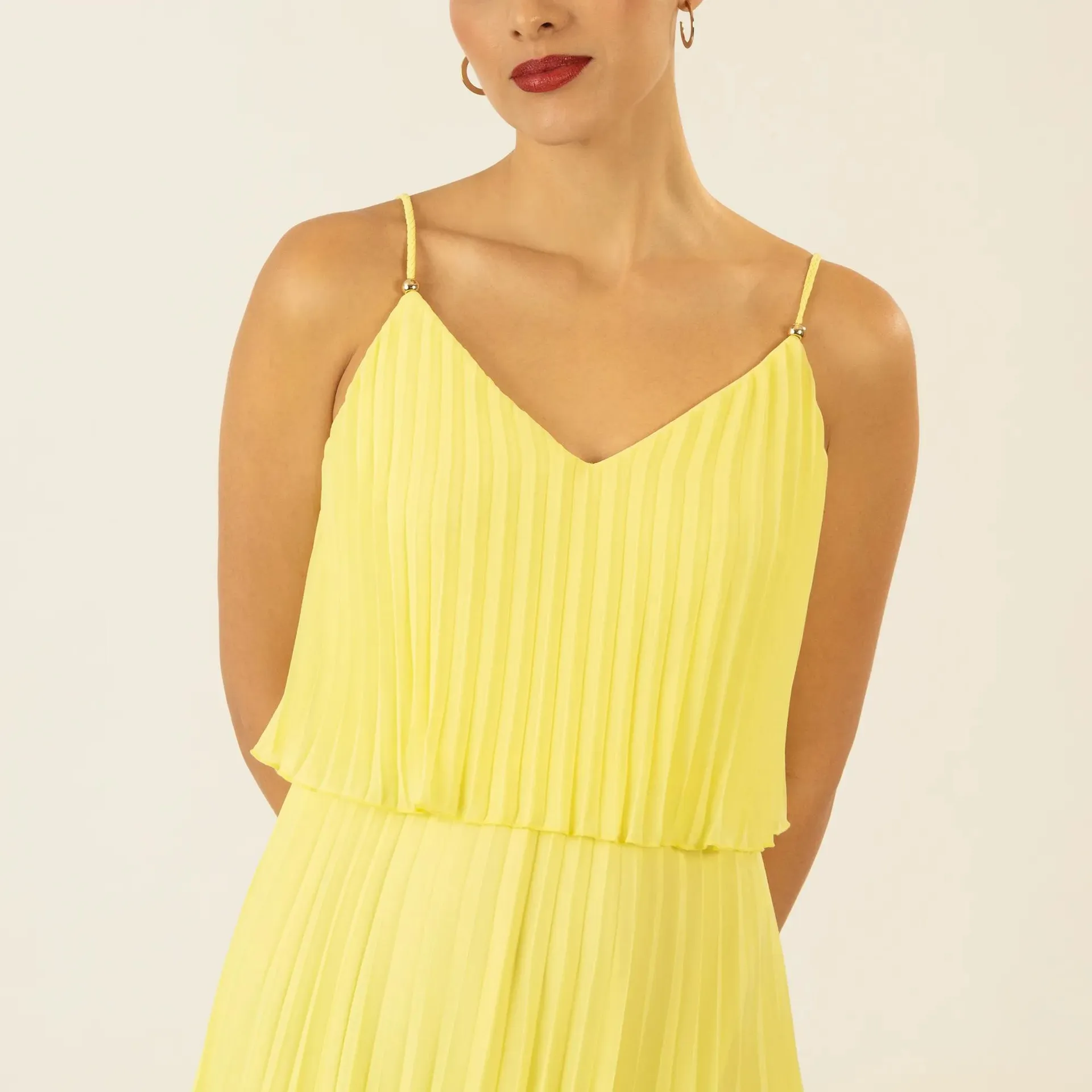 Apart - kurzes Plisseekleid - Größe 40 - gelb – Bild 3