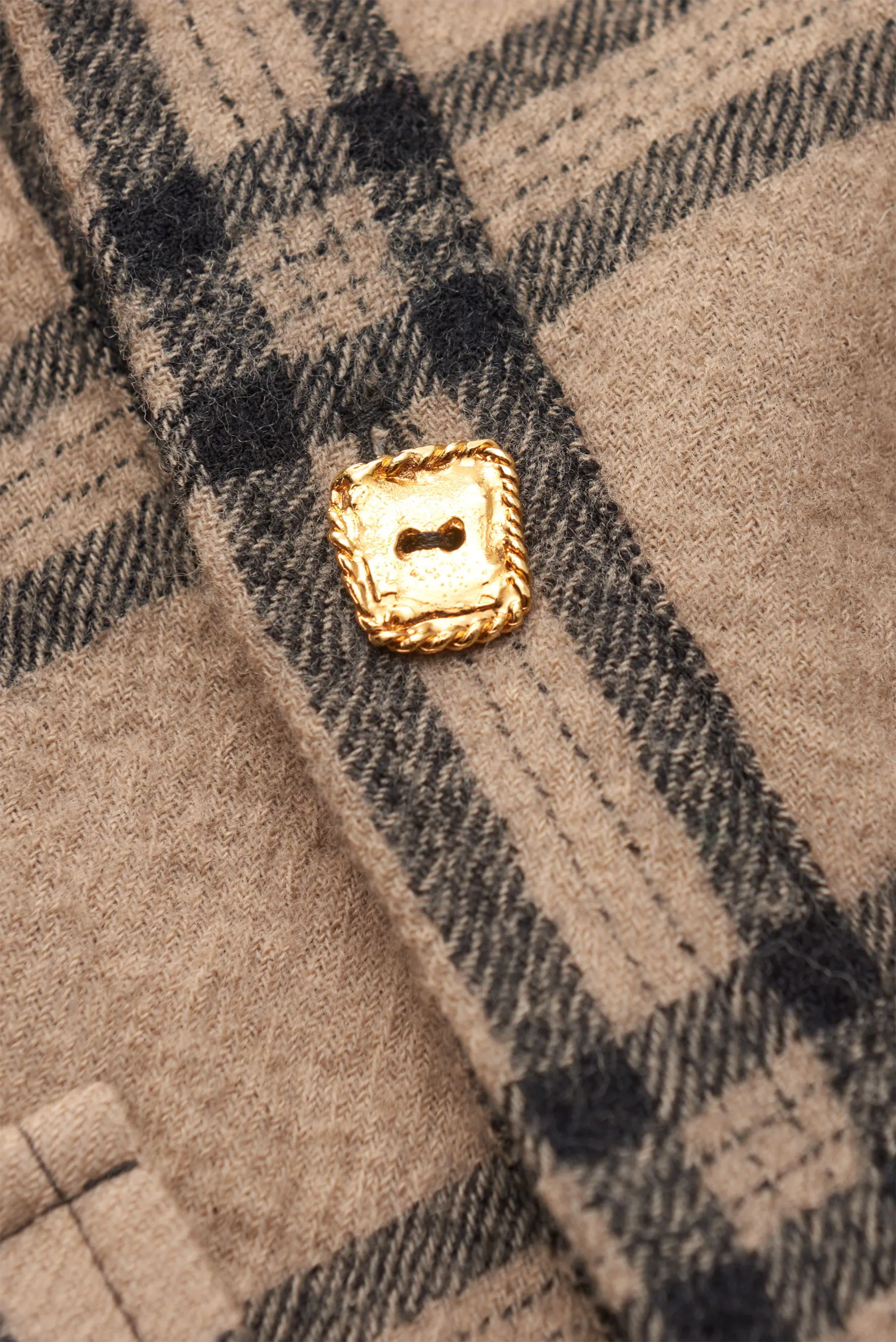 Nick Fouquet - Herren - Casual Hemd schmaler Kragen hellbraun/schwarz kariert – Bild 4