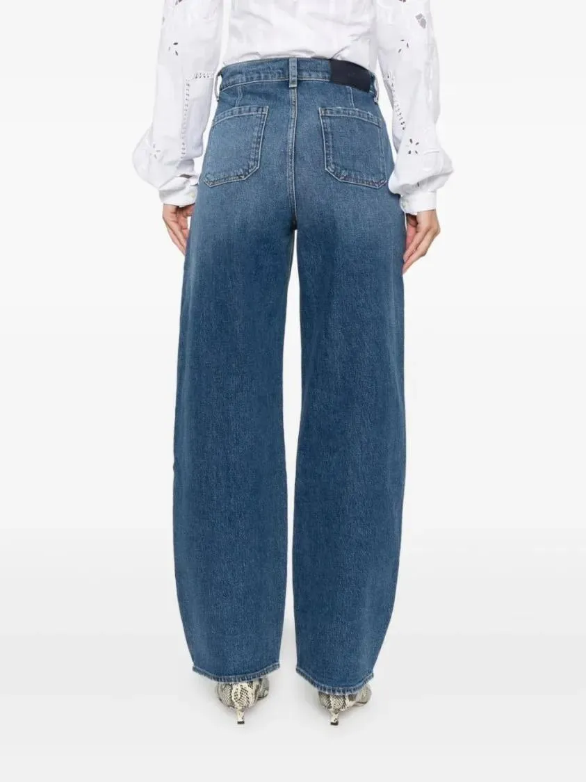 Seven for all Mankind - Wide-Leg High-Waisted Denim Jeans With Frayed Hem - Größe 24 - blau – Bild 2