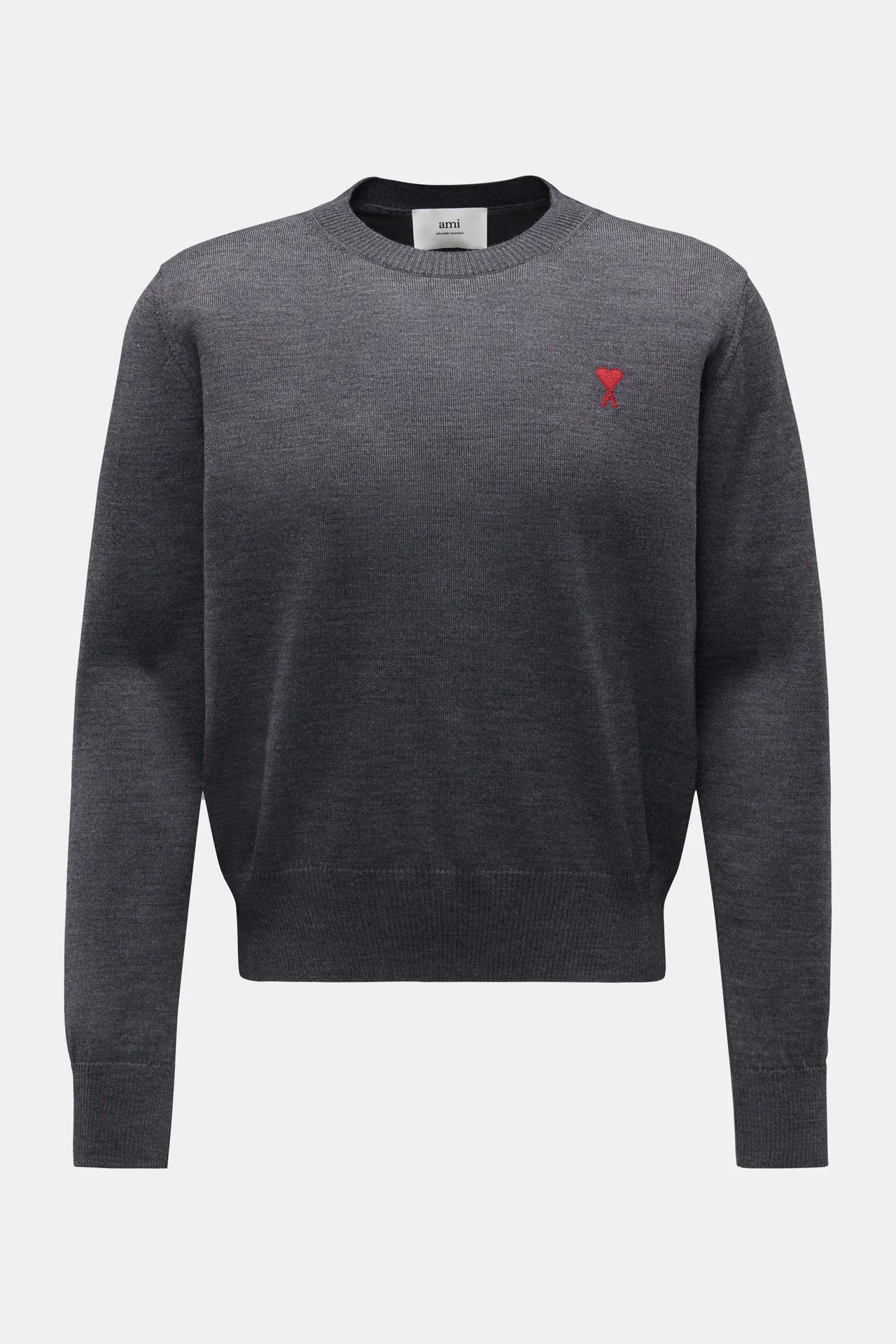 Ami Paris - Herren - Merino Rundhalspullover dunkelgrau meliert Ami Paris - Herren - Merino Rundhalspullover dunkelgrau meliert