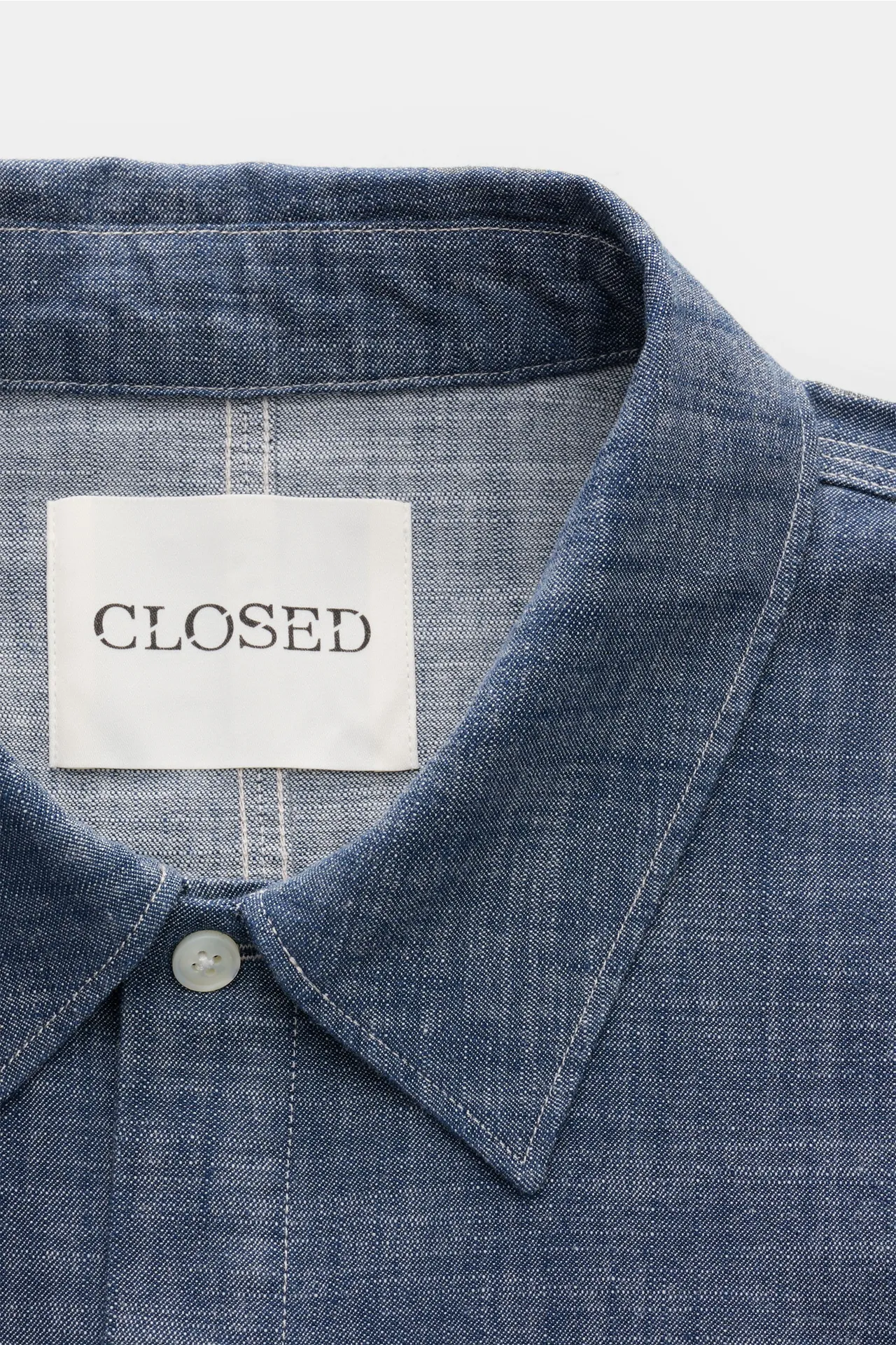 Closed - Herren - Chambray-Hemd schmaler Kragen graublau – Bild 2