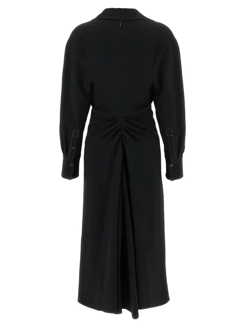 Victoria Beckham - Long Sleeve Polo Collar Midi' Dress - Größe 42 - schwarz – Bild 4