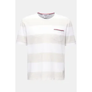 Thom Browne - Herren - Rundhals-T-Shirt hellgrau/weiß gestreift Thom Browne - Herren - Rundhals-T-Shirt hellgrau/weiß gestreift