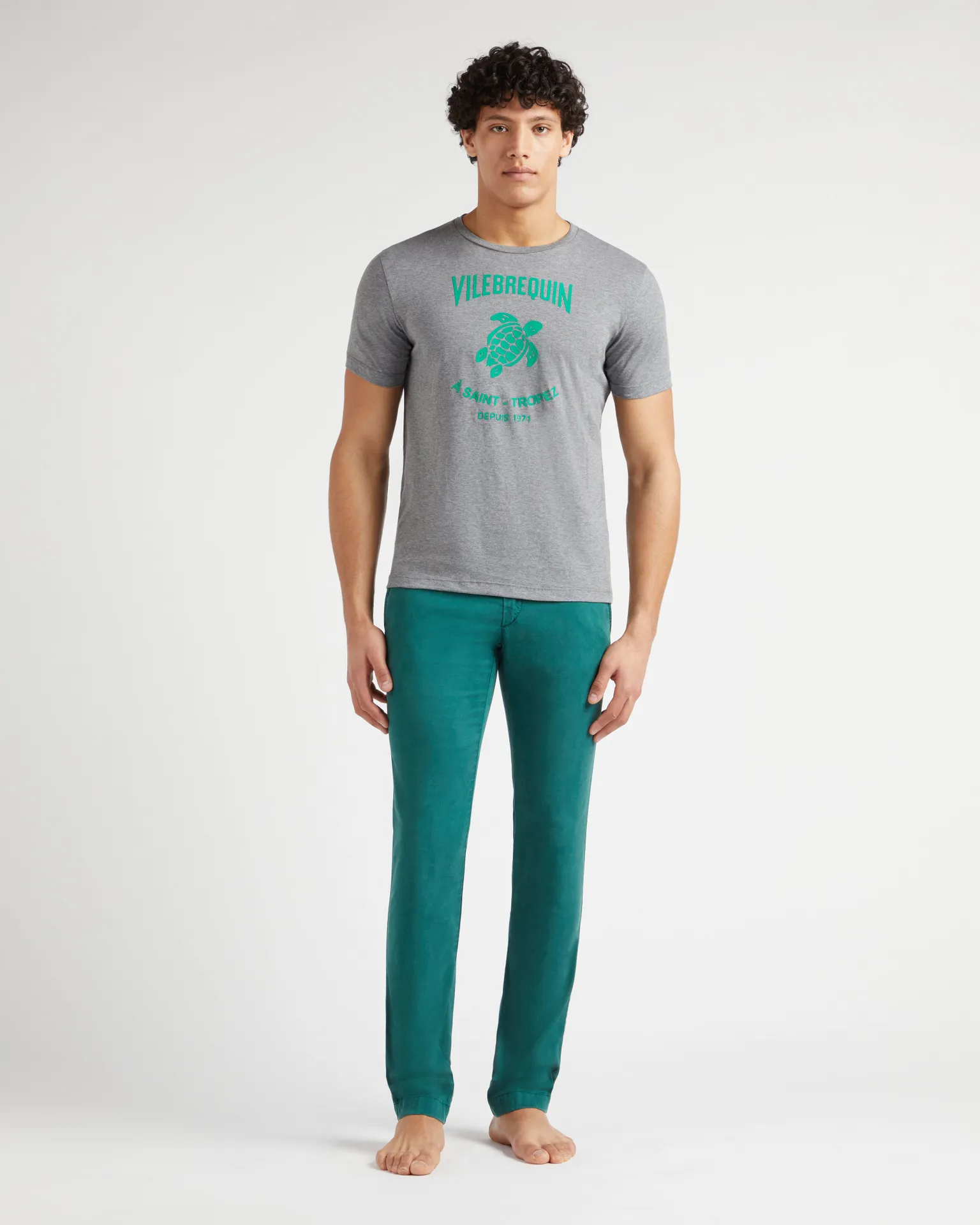 Vilebrequin - T-shirt Aus Baumwolle Mit Logoprägung Für Herren - T-shirt - Portisol - Grau - Größe M – Bild 3