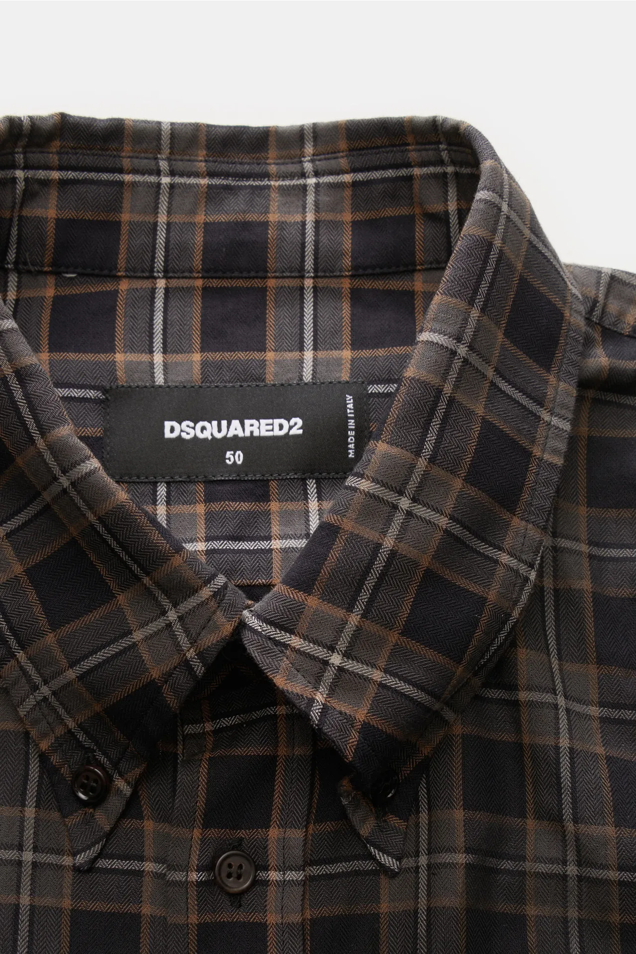 Dsquared2 - Herren - Casual Hemd %27Check Drop Shirt%27 Button-Down-Kragen dunkelgrau/hellbraun kariert