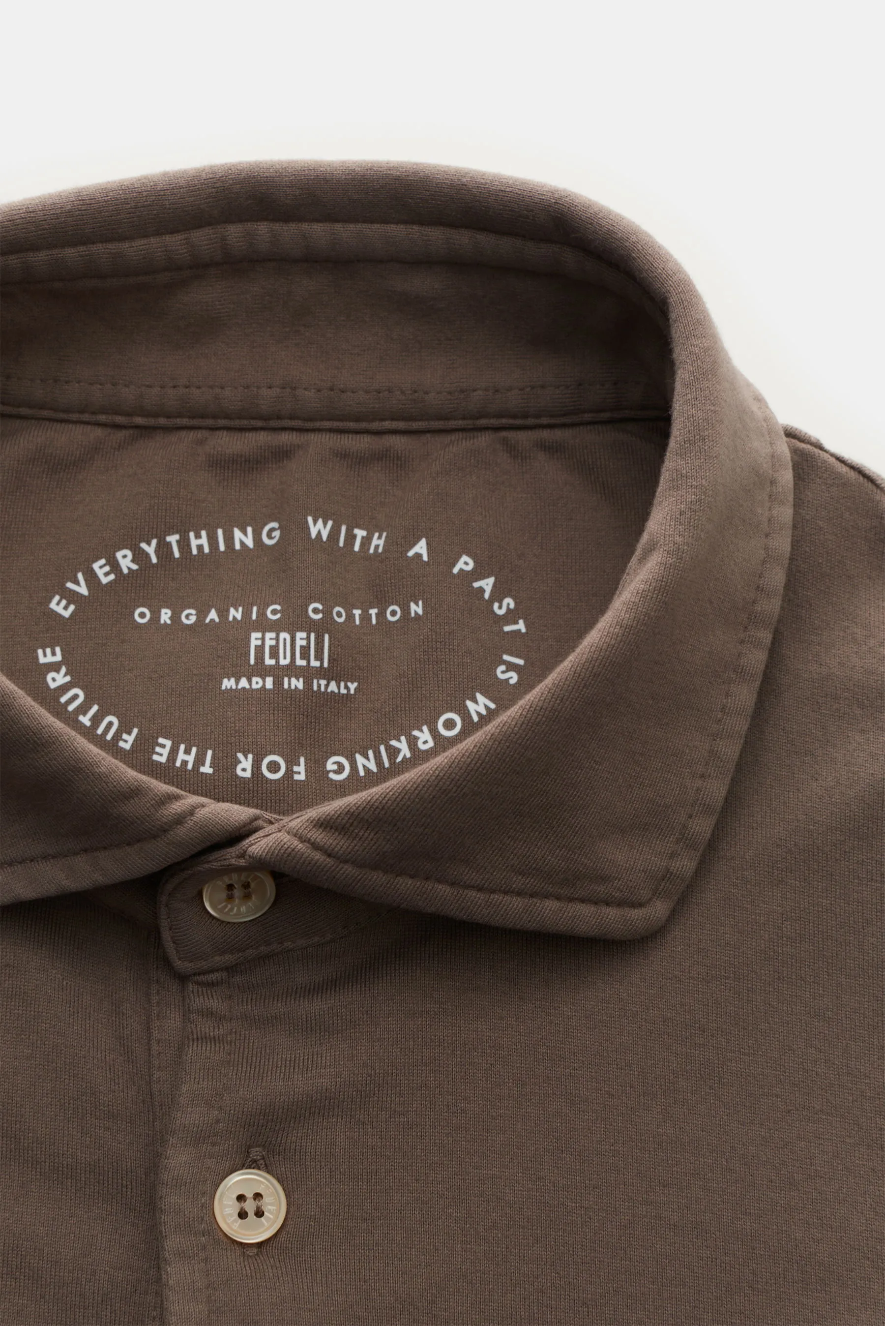 Fedeli - Herren - Jersey Longsleeve-Poloshirt 'Zero' graubraun – Bild 2