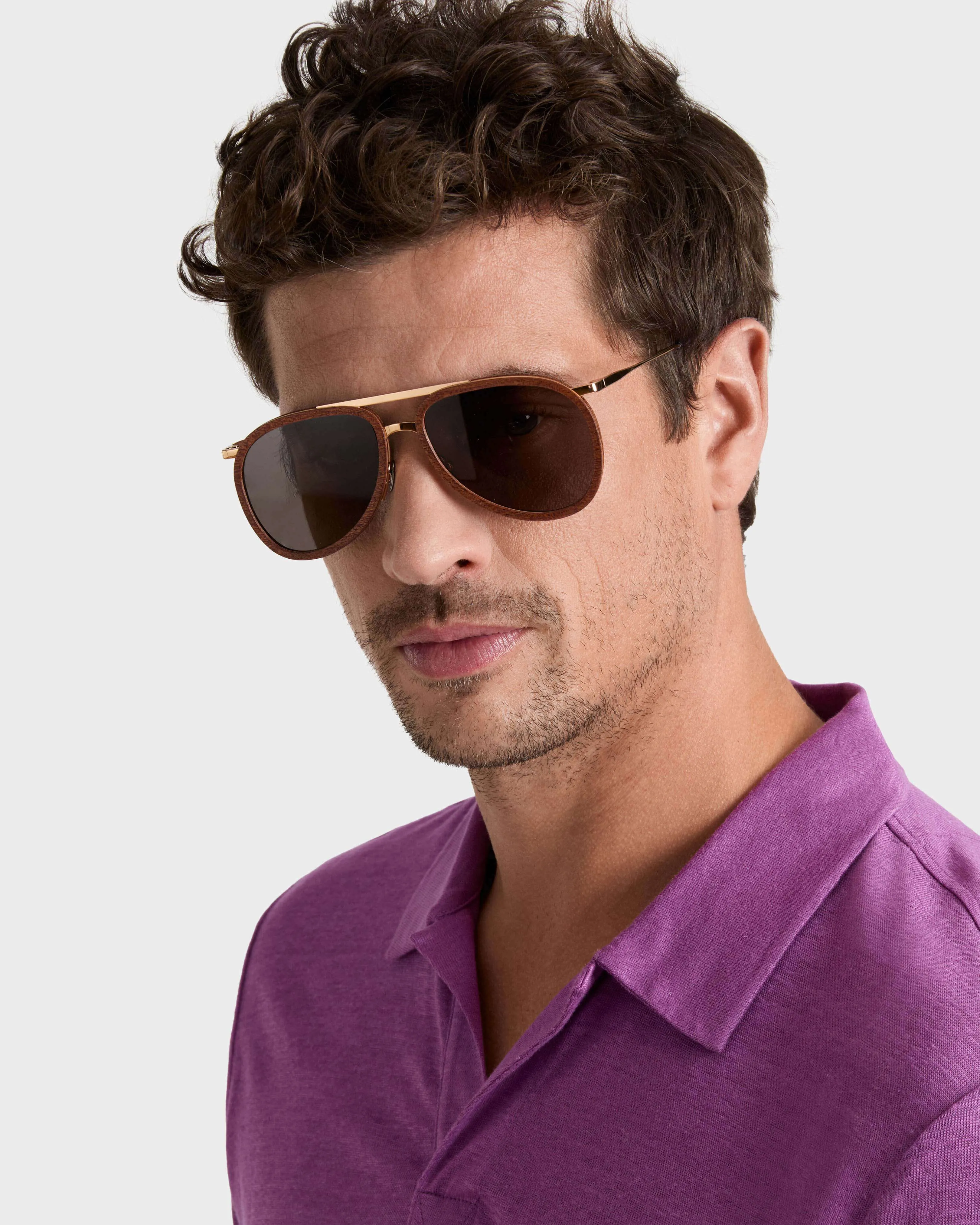 Vilebrequin - Unisex Mahoganywood Pilotensonnenbrille - Sonnenbrille - Vol2nuit - Rosa - Größe OSFA – Bild 3