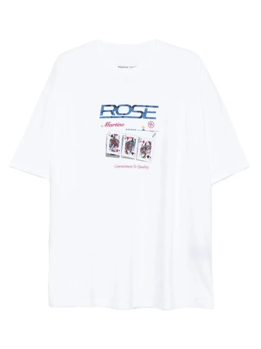 Martine Rose - Playing Card Graphic Cotton T-Shirt With Crew Neck - Größe L - weiß Martine Rose - Playing Card Graphic Cotton T-Shirt With Crew Neck - Größe L - weiß
