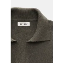 Soft Goat - Herren - Cashmere Strickpolo graugrün