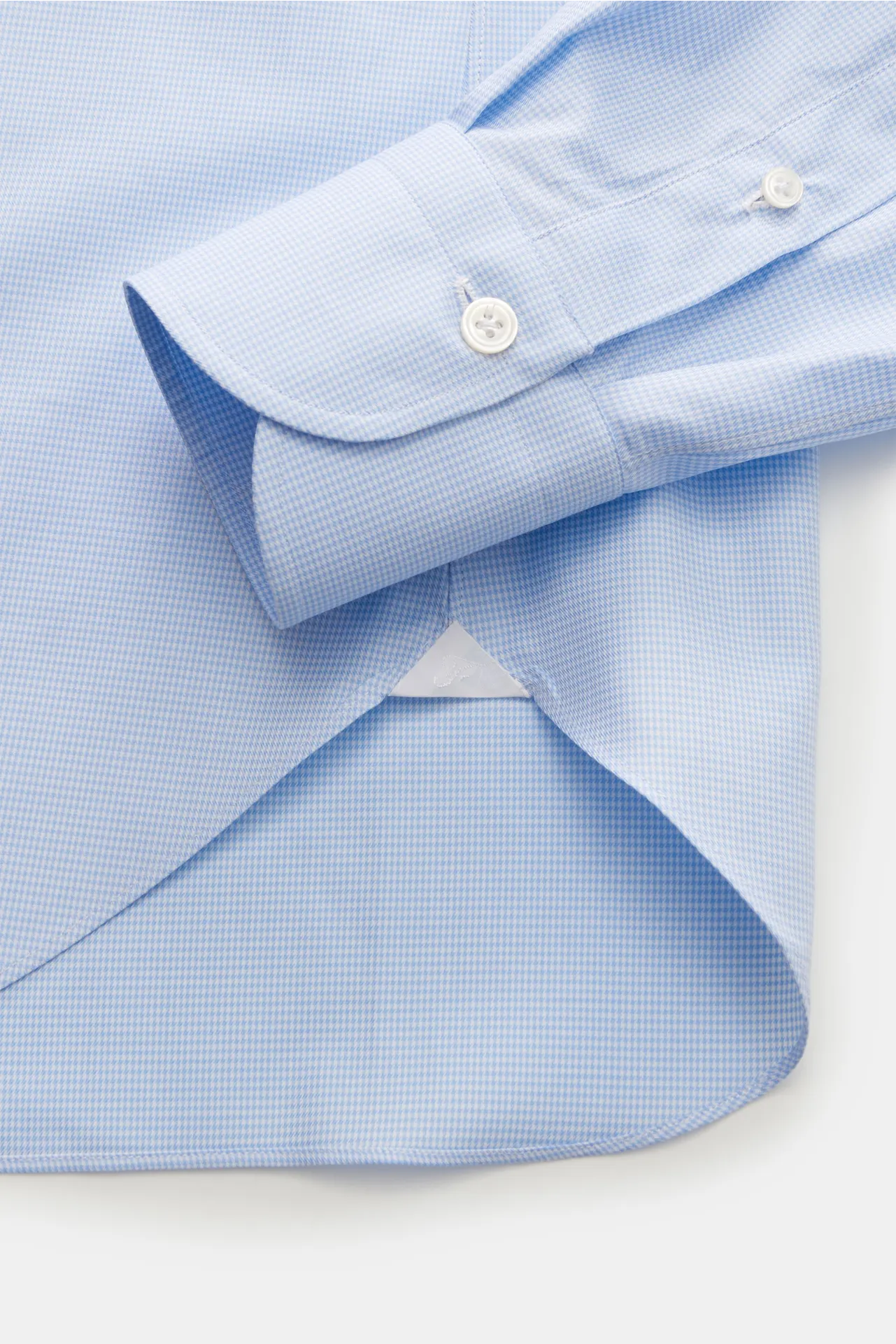 Finamore - Herren - Business Hemd 'Sergio Napoli' Haifisch-Kragen hellblau/weiß kariert – Bild 3