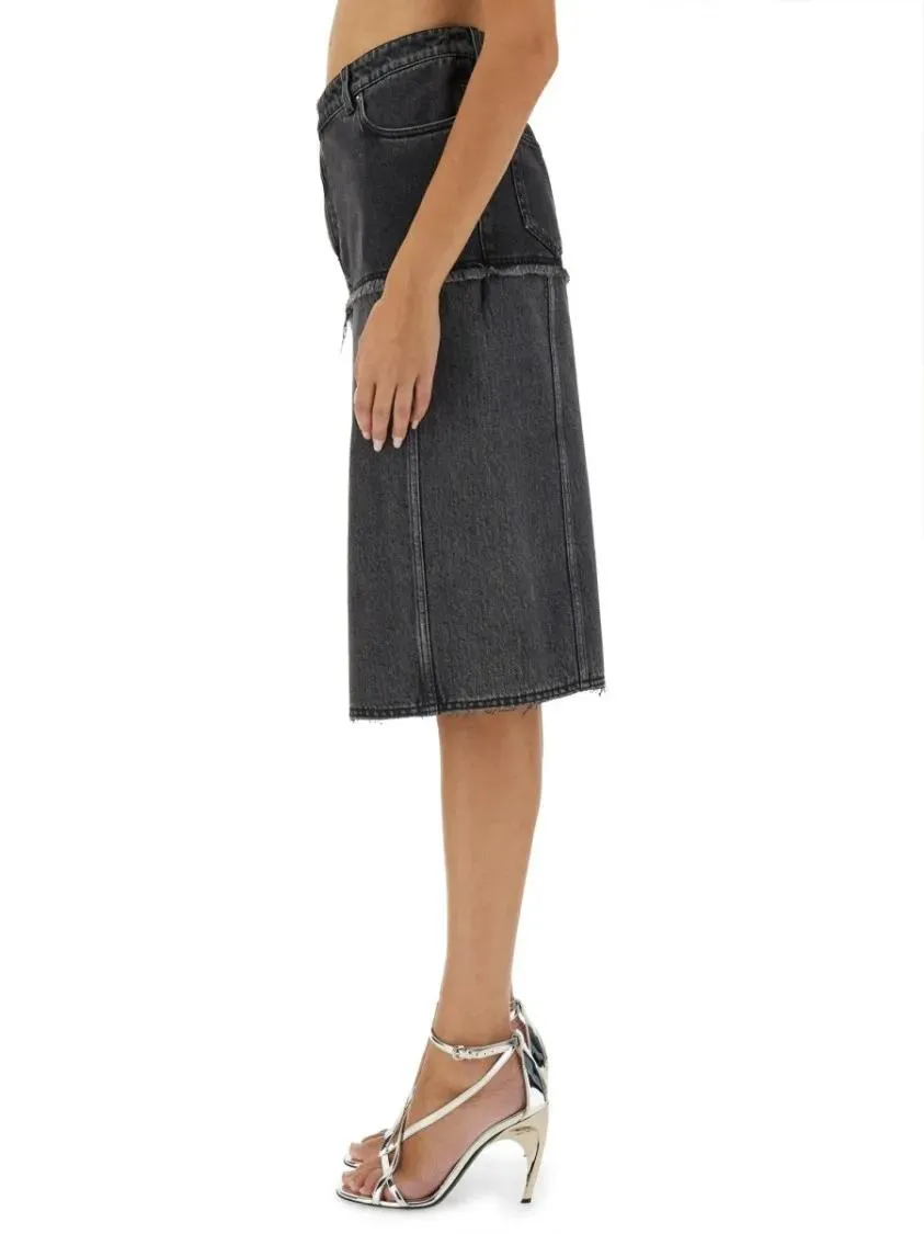 Alexander McQueen - Two-Tone Denim Skirt - Größe 42 - grau – Bild 2