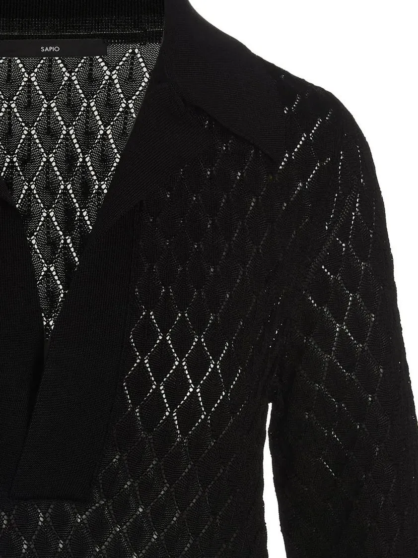 Sapio - Viscose Knit Polo Shirt - Größe 42 - schwarz – Bild 3