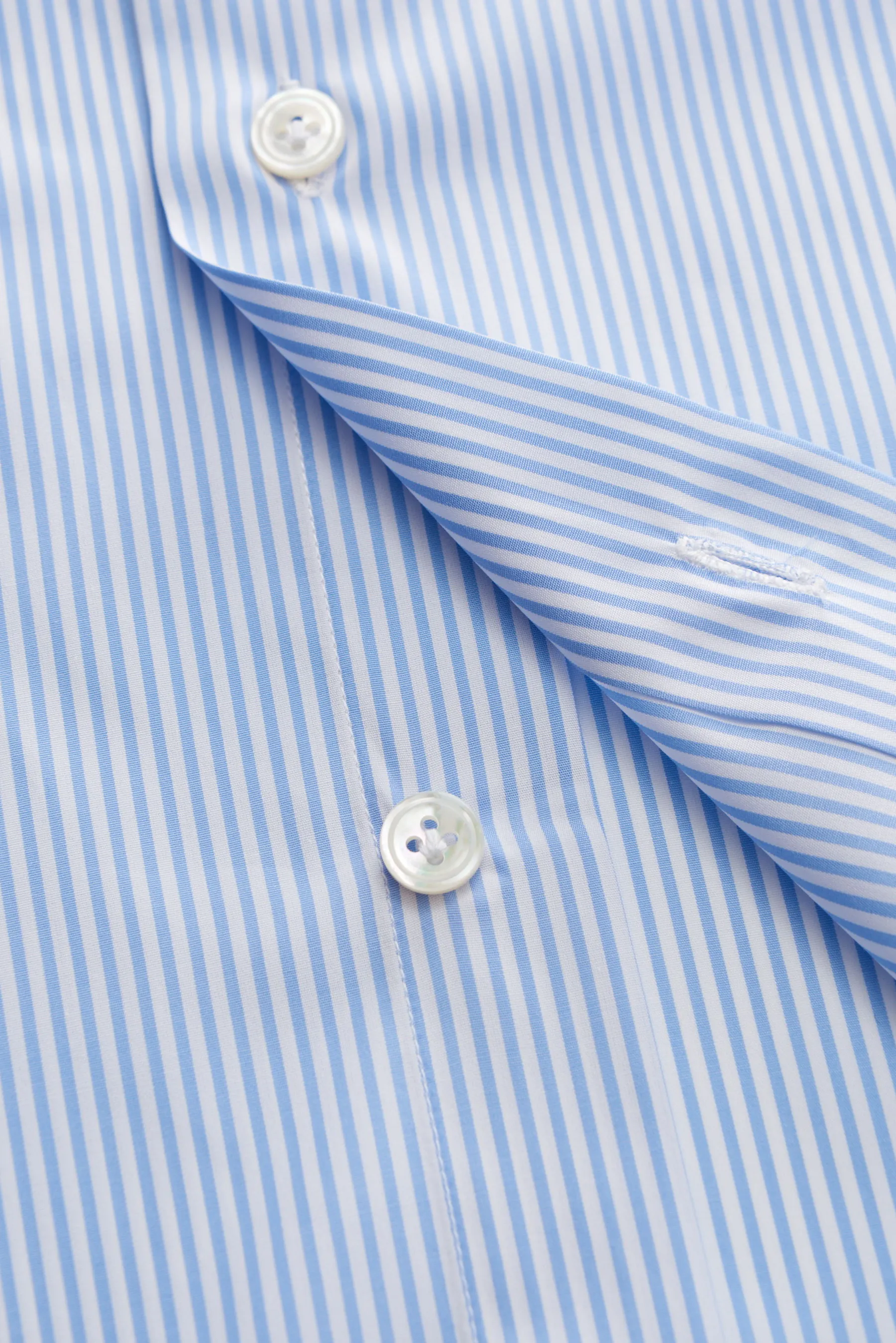 Finamore - Herren - Business Hemd 'Sergio Milano' Haifisch-Kragen hellblau/weiß gestreift – Bild 3