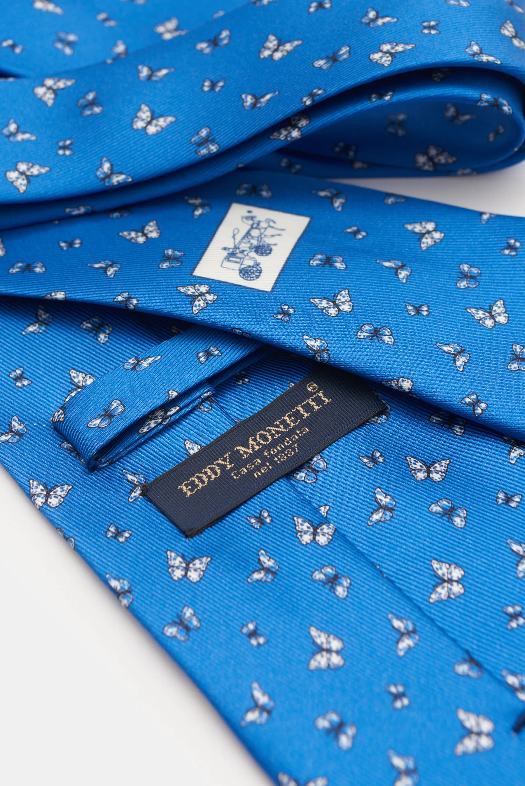 Eddy Monetti - Herren - Seidenkrawatte blau/offwhite gemustert – Bild 2