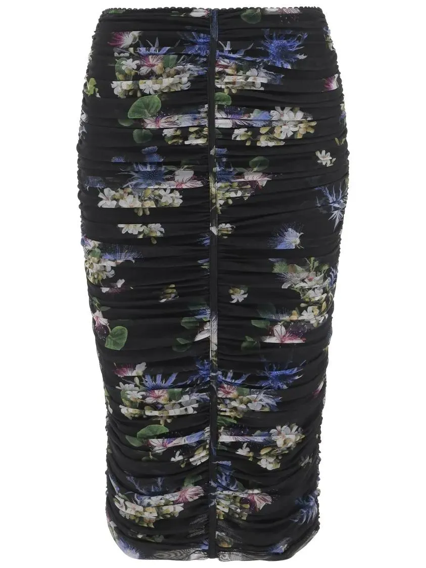 Blumarine - Full-Length Floral Print Skirt With Gathered Desig - Größe 40 - schwarz Blumarine - Full-Length Floral Print Skirt With Gathered Desig - Größe 40 - schwarz