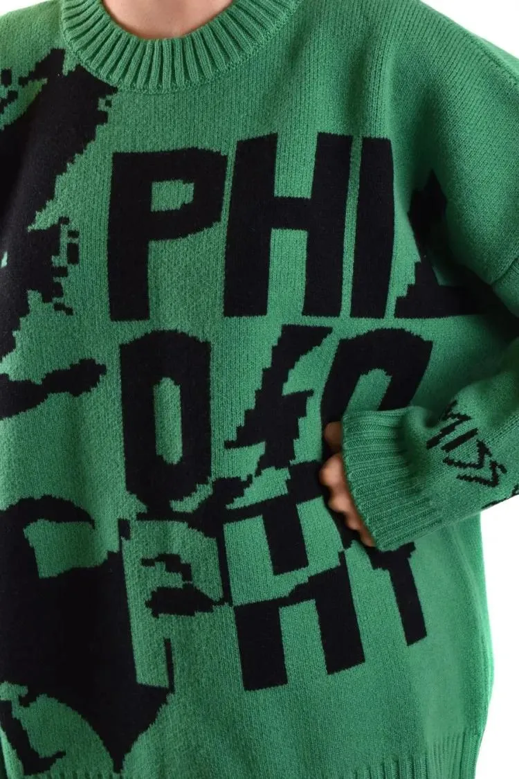 Philosophy Di Lorenzo Serafini - Oversized Wool Sweater With Graphic Design - Größe 38 - schwarz – Bild 3