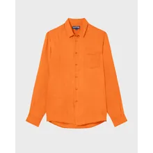 Vilebrequin - Einfarbiges Hemd Aus Leinen Für Herren - Hemd - Caroubis - Orange - Größe M Vilebrequin - Einfarbiges Hemd Aus Leinen Für Herren - Hemd - Caroubis - Orange - Größe M