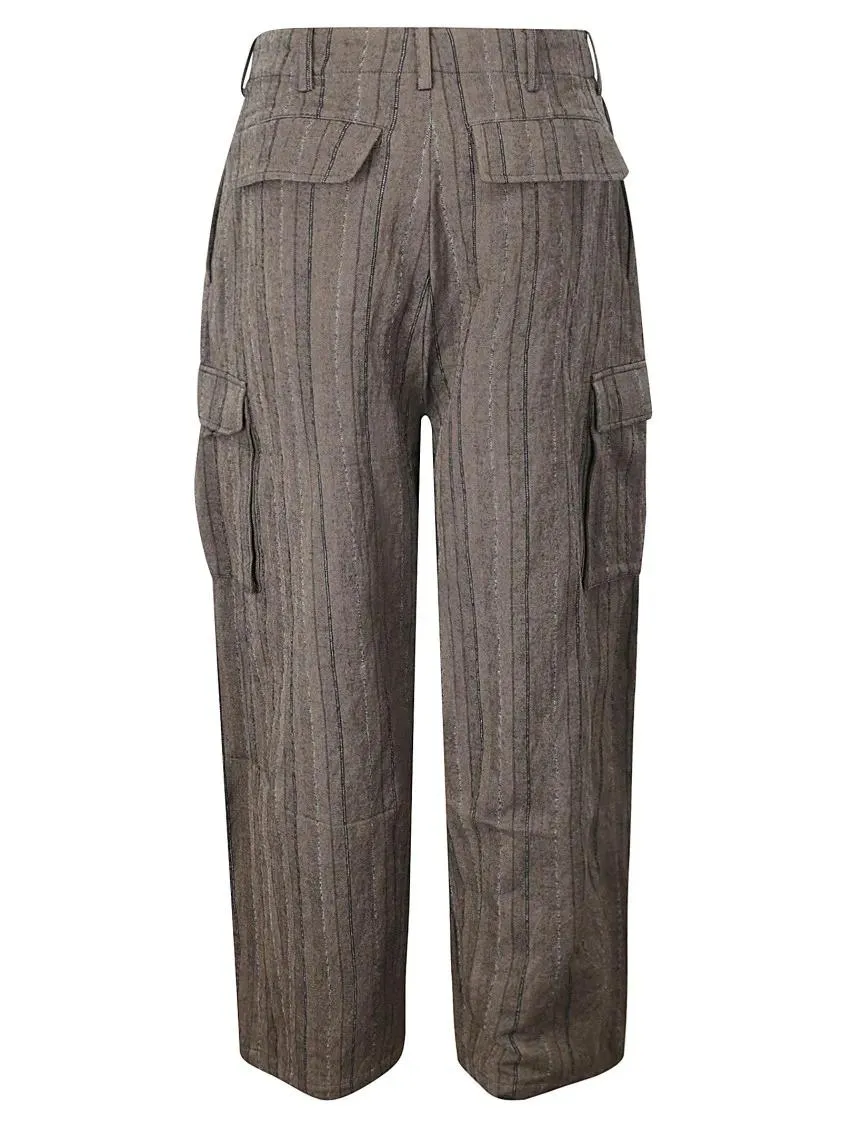 DAWEI STUDIO - Pinstripe Cotton Blend Trousers - Größe 36 - braun – Bild 4